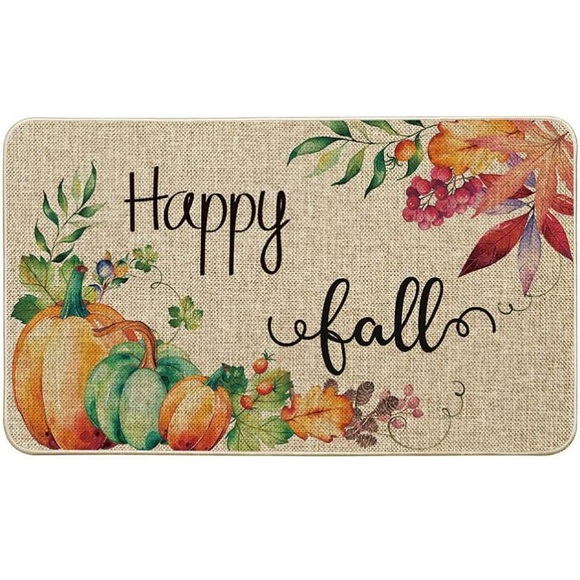 Happy Fall Maple Leaf Leaves Pumpkins Decorative Doormat🧿 - Picture 6 of 7